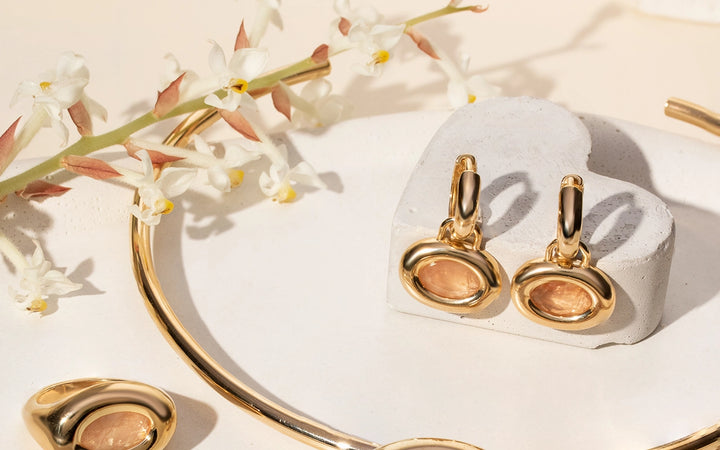 Bright Removable Oval Morganite Fusion Charm Hoop Earrings 15mm, 18k Gold Filled