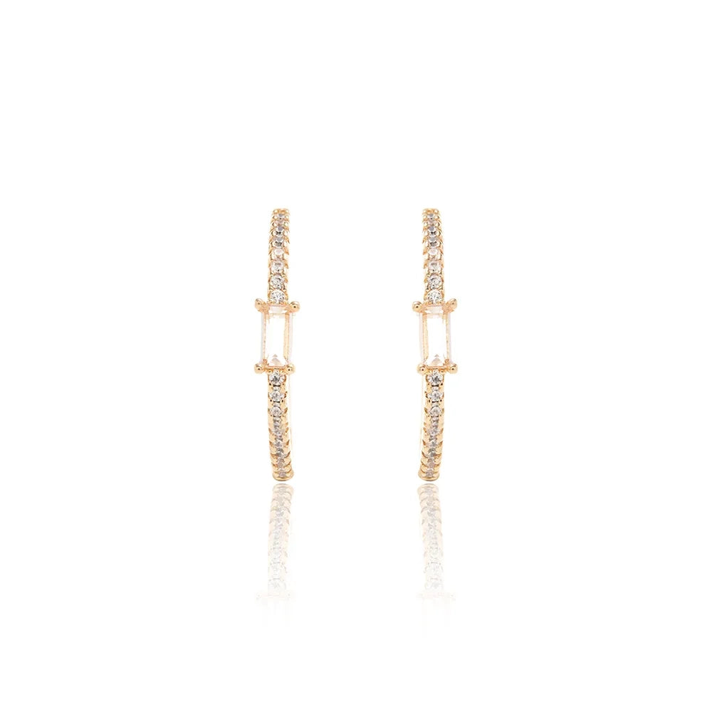 Bright Rhodolite Crystal Hoop Earrings 25mm, 18k Gold Filled