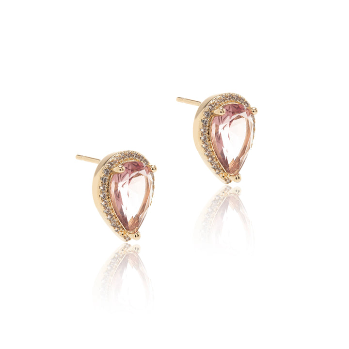 Bright Rhodolite Crystal Teardrop Earrings, 18k Gold Filled