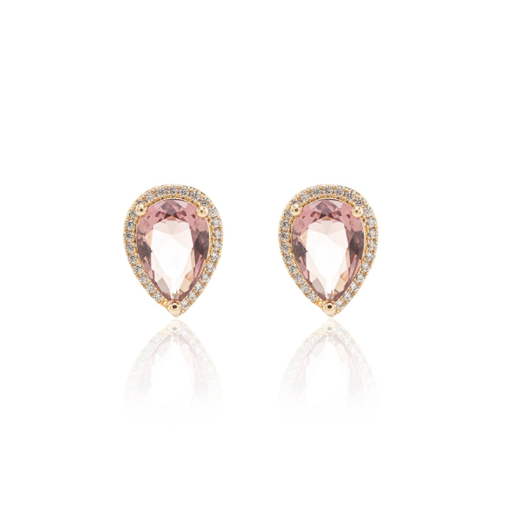 Bright Rhodolite Crystal Teardrop Earrings, 18k Gold Filled