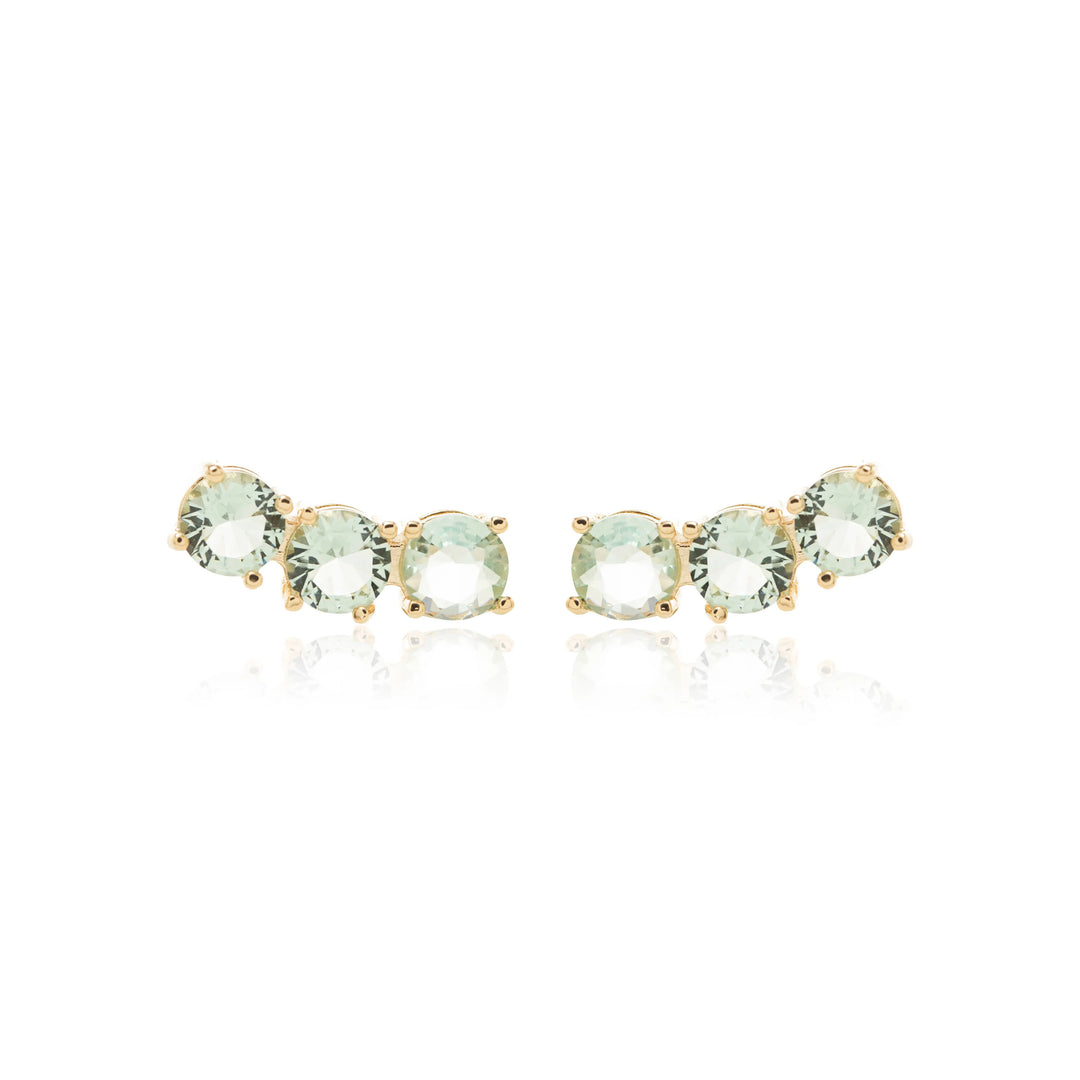 Bright Round Blue Topaz Crystal Ear Cuff Earrings, 18k Gold Filled Elladora Store Australia