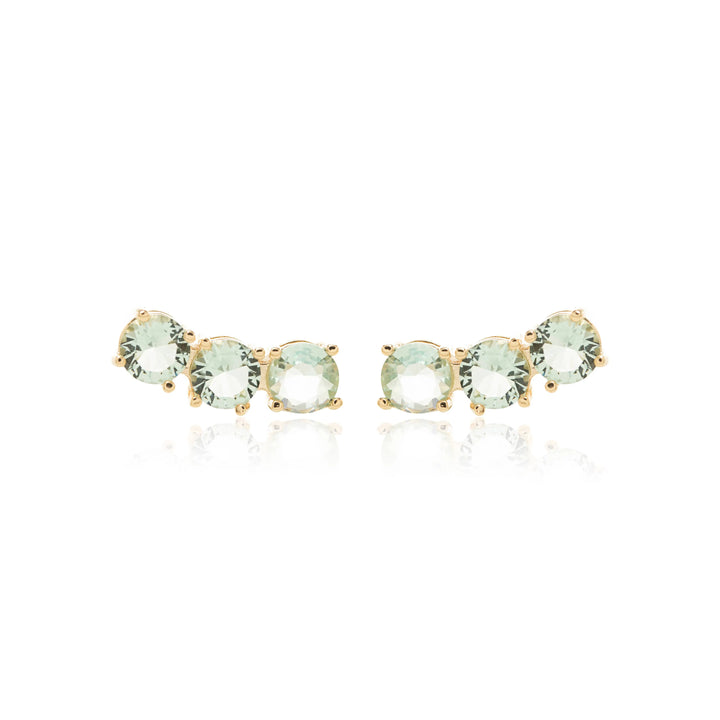 Bright Round Blue Topaz Crystal Ear Cuff Earrings, 18k Gold Filled Elladora Store Australia