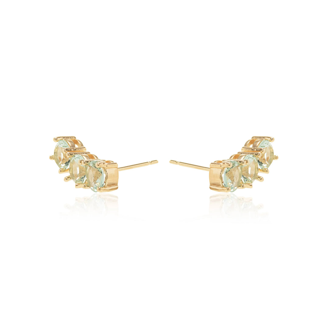 Bright Round Blue Topaz Crystal Ear Cuff Earrings, 18k Gold Filled Elladora Store Australia