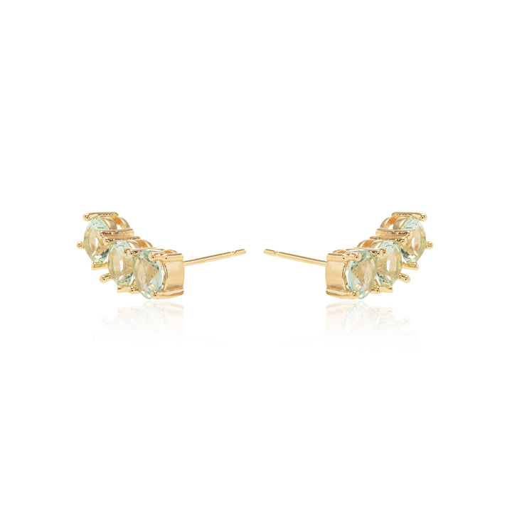 Bright Round Blue Topaz Crystal Ear Cuff Earrings, 18k Gold Filled Elladora Store Australia