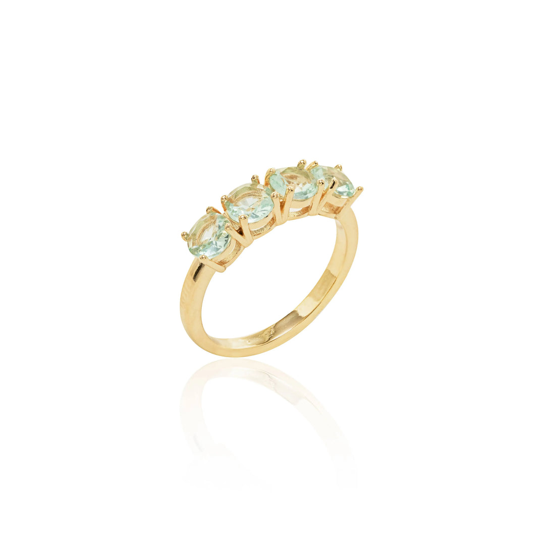 Bright Round Blue Topaz Crystal Band Ring, 18k Gold Filled Elladora Store Australia