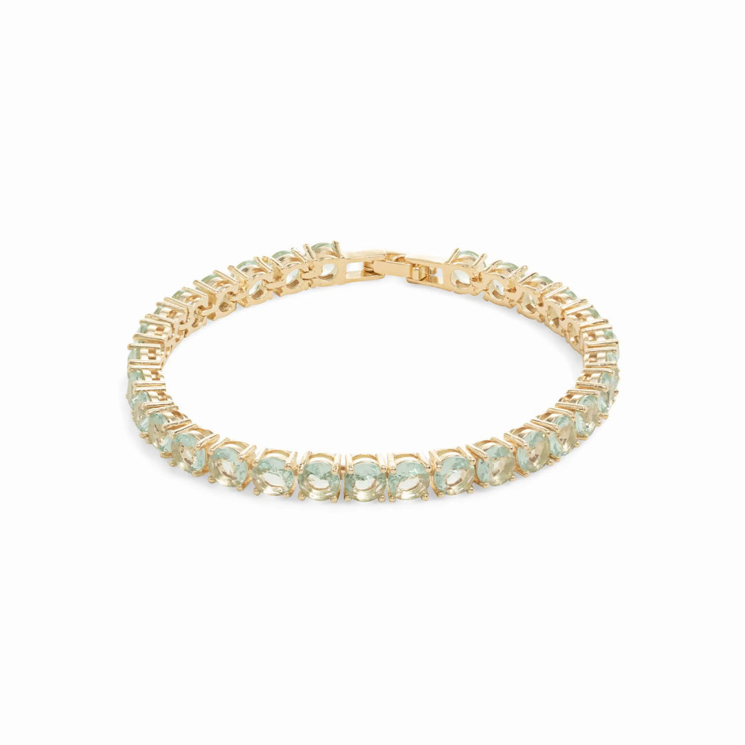 Bright Round Blue Topaz Crystal Tennis Bracelet, 18k Gold Filled Elladora Store Australia