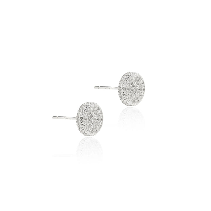 Bright Round with White Cubic Zirconia Stud Earrings, 925 Sterling Silver Elladora Store Australia