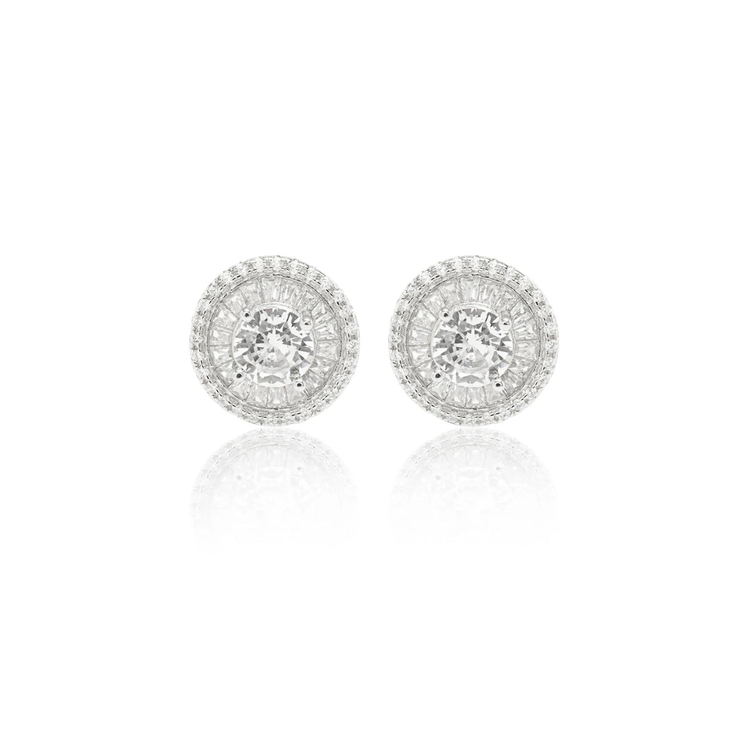 Bright Round White Crystal Stud Earrings, 925 Sterling Silver Elladora Store Australia