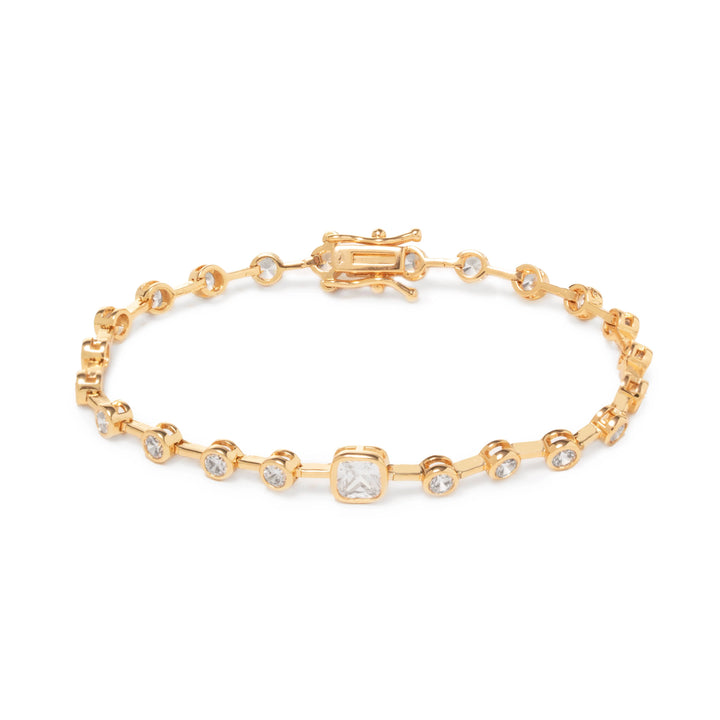 Bright Round Zirconia Riviera Bracelet, 18k Gold Filled