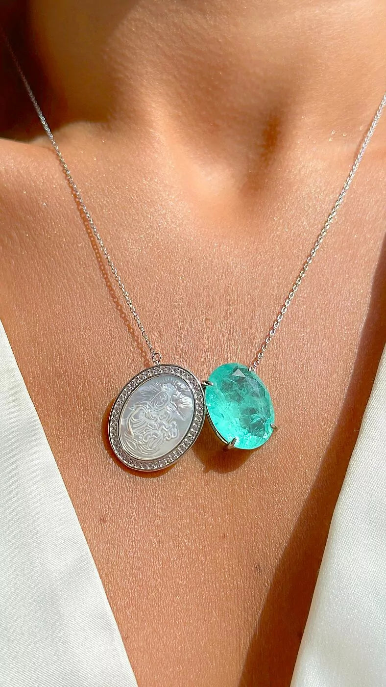 Bright Scapular Paraiba Tourmaline Fusion, 925 Sterling Silver