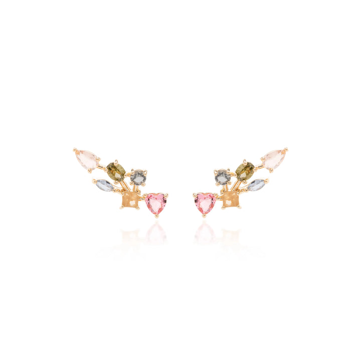 Bright Shapes Crystals Ear Cuff Earrings, 18k Gold Filled