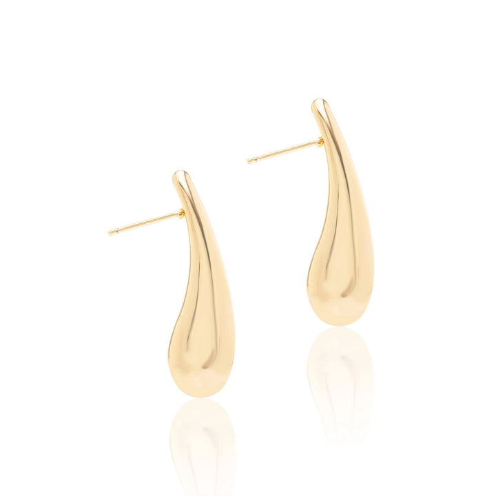 Bright Slim Teardrop Drop Earrings, 18k Gold Plated