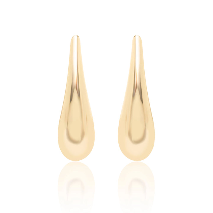 Bright Slim Teardrop Drop Earrings, 18k Gold Plated