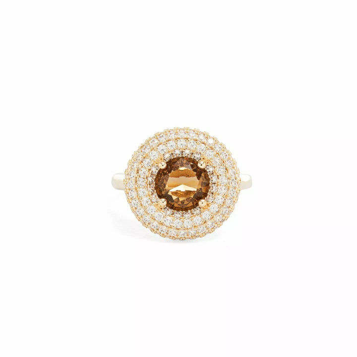 Bright Smoky Topaz Crystal Rings, 18k Gold Filled