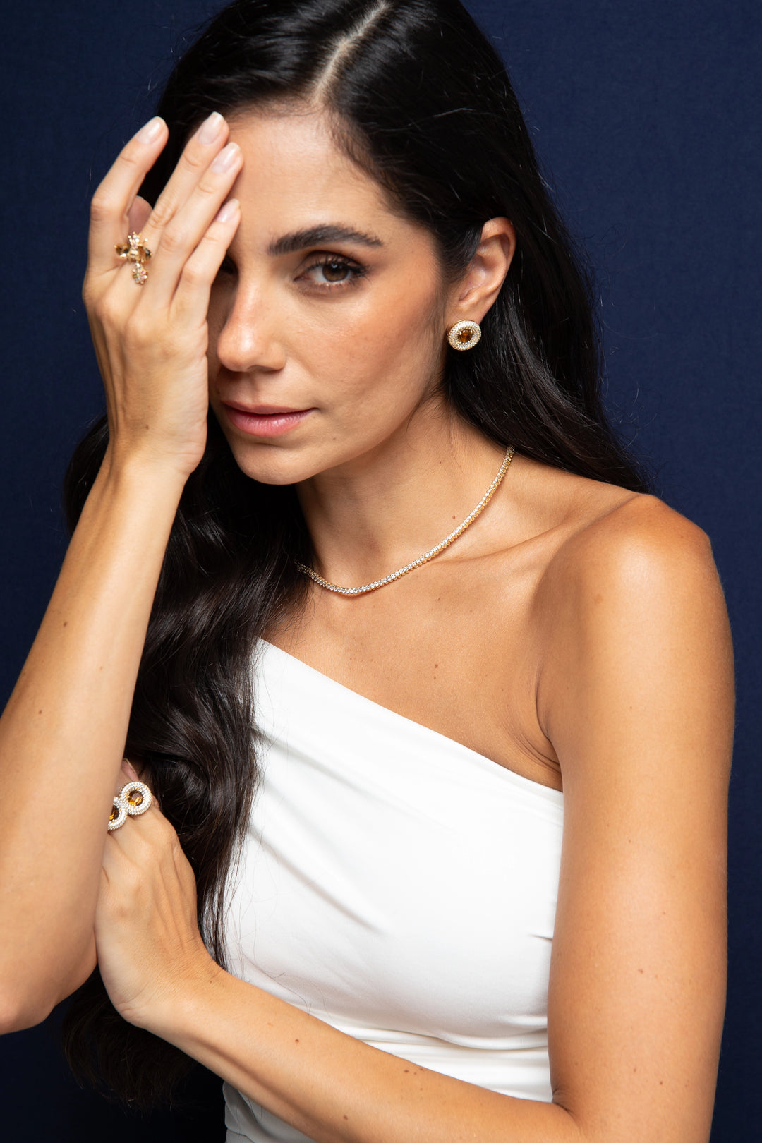 Bright Smoky Topaz Crystal Rings, 18k Gold Filled