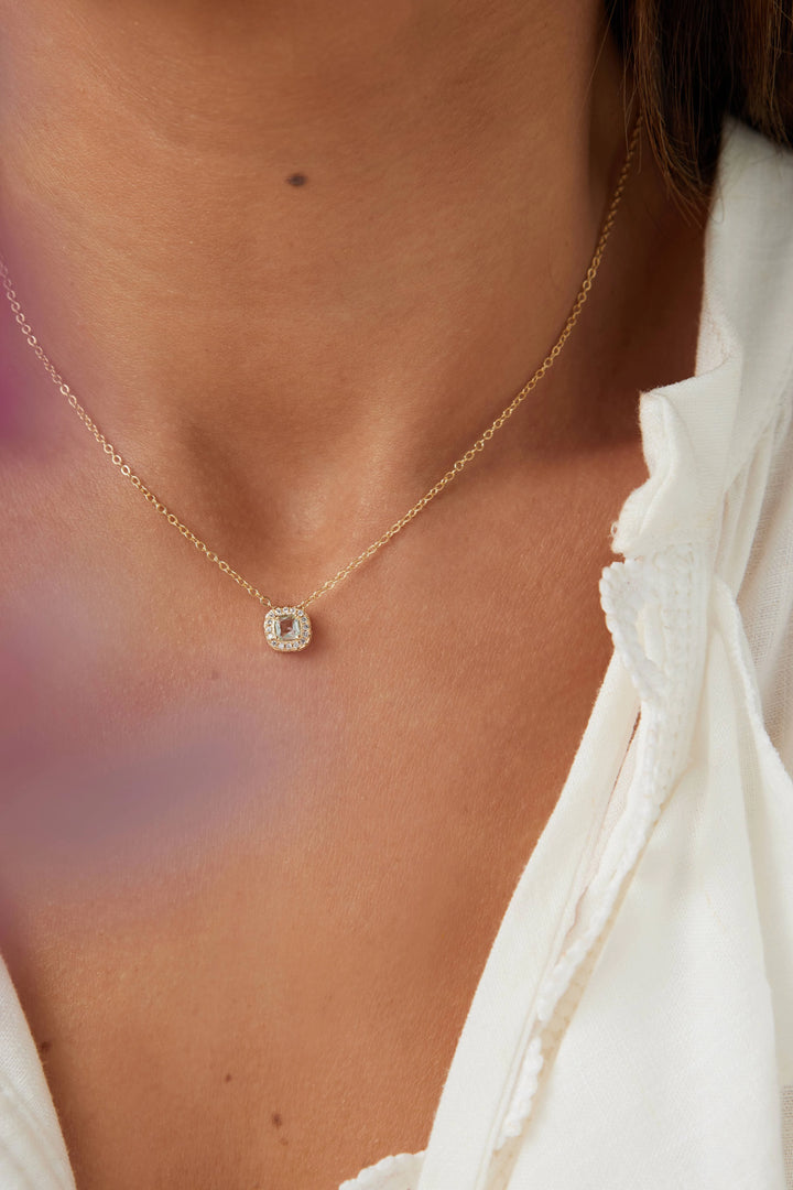 Bright Square Blue Topaz Crystal Jewellery Set, 18k Gold Filled