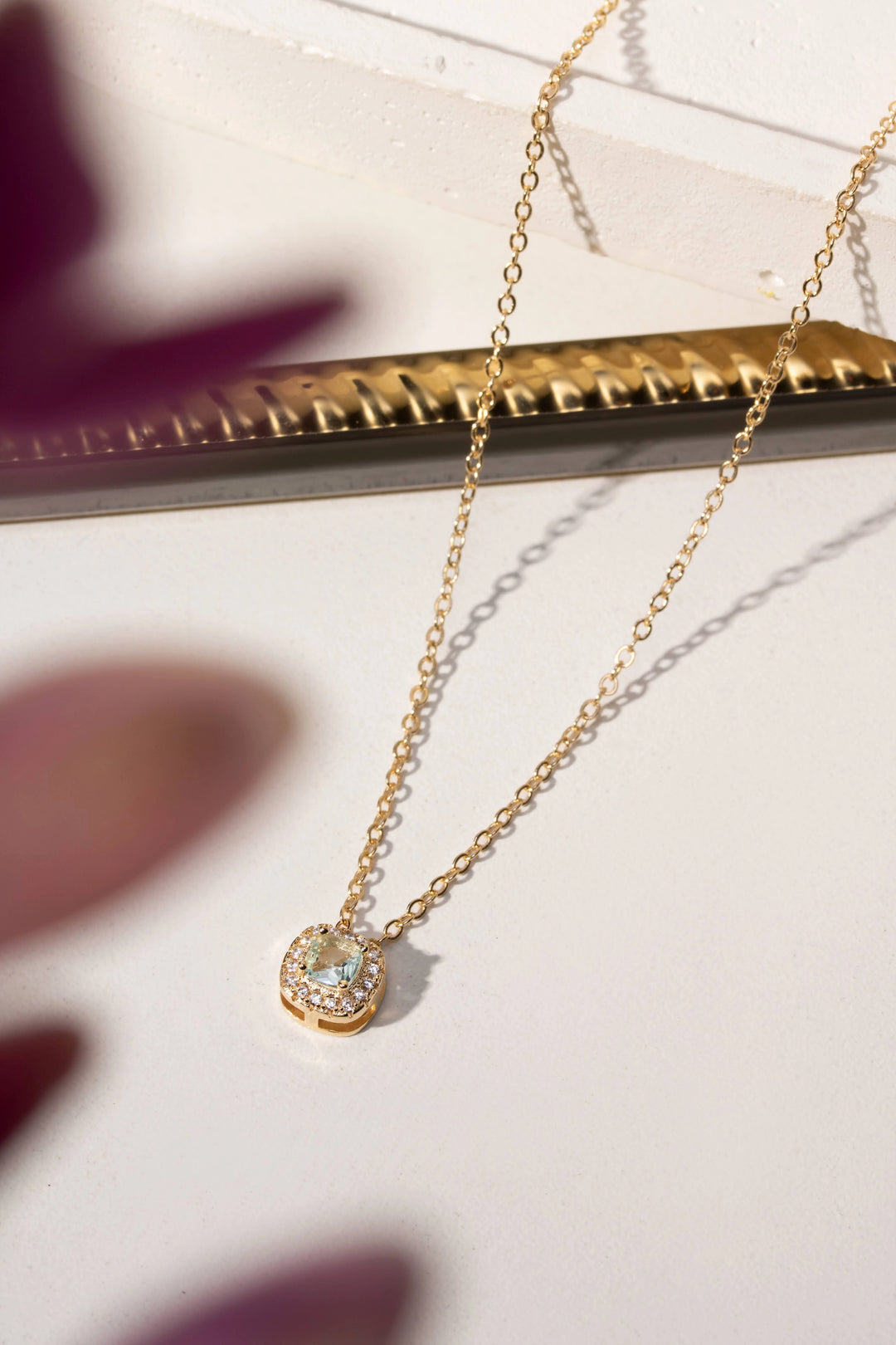 Bright Square Blue Topaz Crystal Jewellery Set, 18k Gold Filled