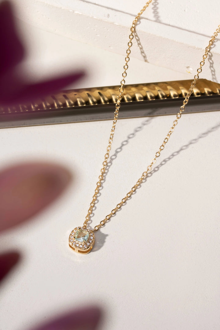 Bright Square Blue Topaz Crystal Jewellery Set, 18k Gold Filled