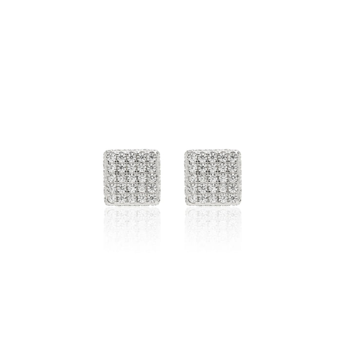 Bright Square with white Cubic Zirconia Stud Earrings, 925 Sterling Silver Elladora Store Australia