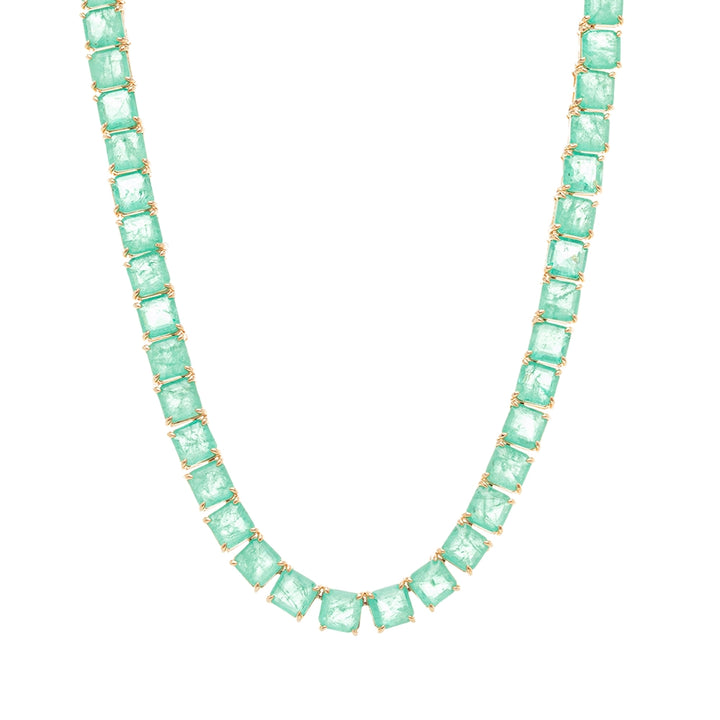 Bright Square Tourmaline Fusion Tennis Necklace 42cm, 18k Gold Filled
