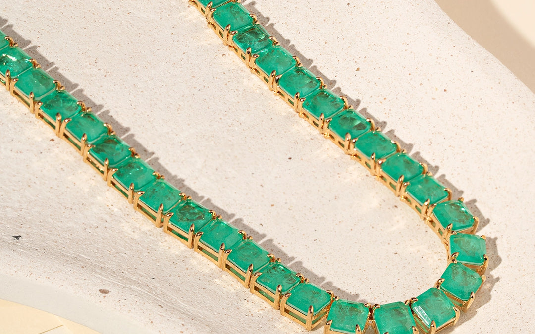 Bright Square Tourmaline Fusion Tennis Necklace 42cm, 18k Gold Filled