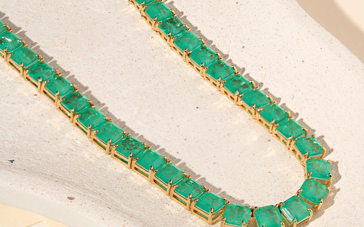 Bright Square Tourmaline Fusion Tennis Necklace 42cm, 18k Gold Filled