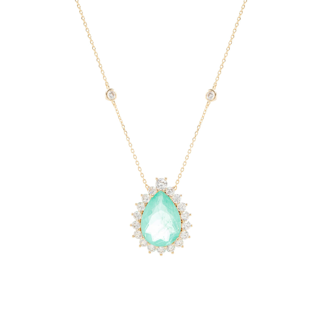 Bright Teardrop Colombian Emerald Fusion Necklace 18k Gold Filled Elladora Australia