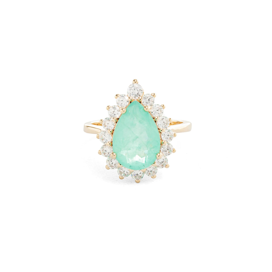 Bright Teardrop Paraiba Fusion Ring, 18k Gold Filled