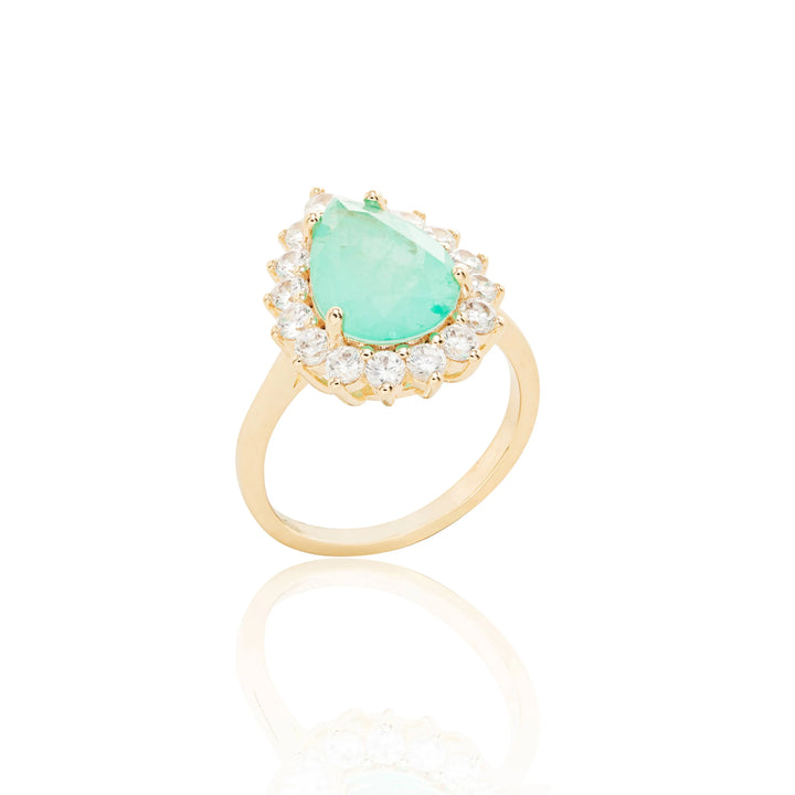 Bright Teardrop Paraiba Fusion Ring, 18k Gold Filled