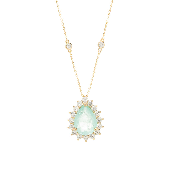 Bright Teardrop Light Blue Tourmaline Fusion Necklace, 18k Gold Filled