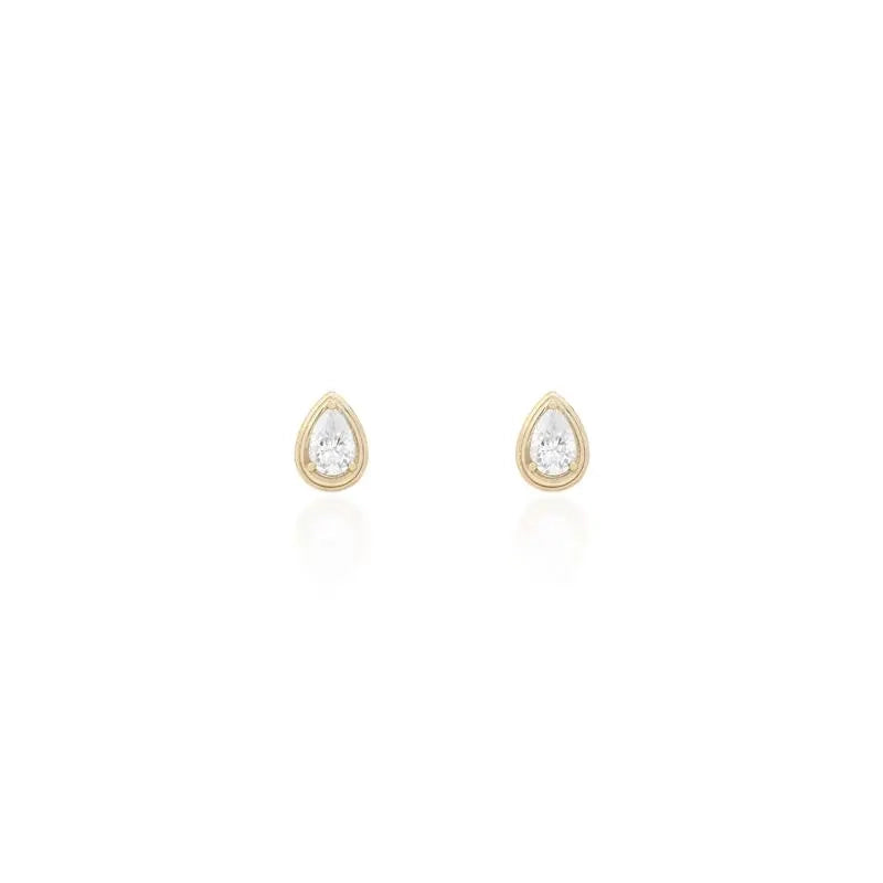 Bright Faceted Teardrop Moissanite Stud Earrings, 925 Sterling Silver & Gold