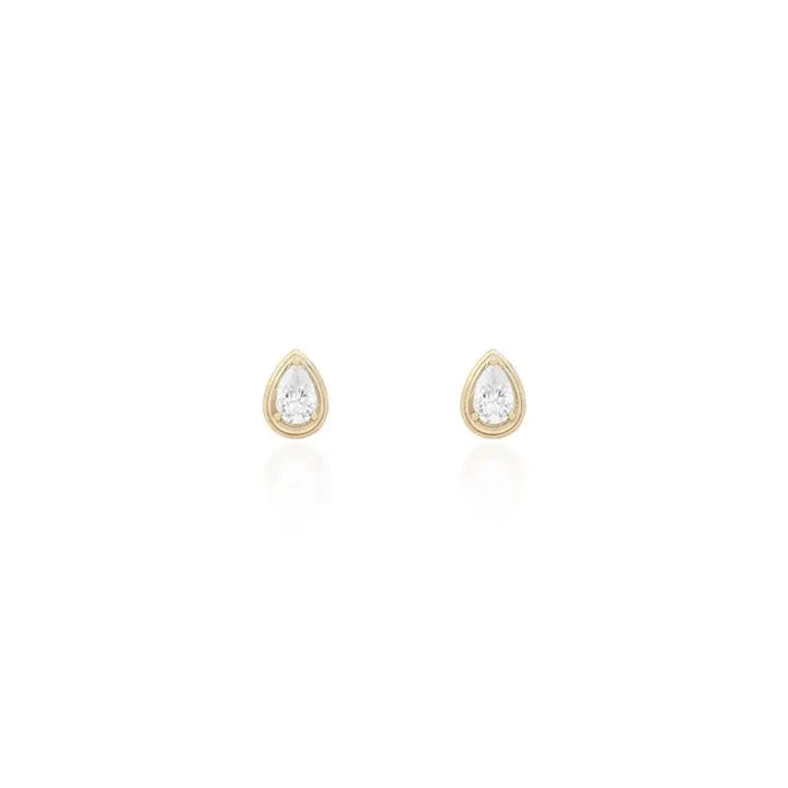 Bright Faceted Teardrop Moissanite Stud Earrings, 925 Sterling Silver & Gold