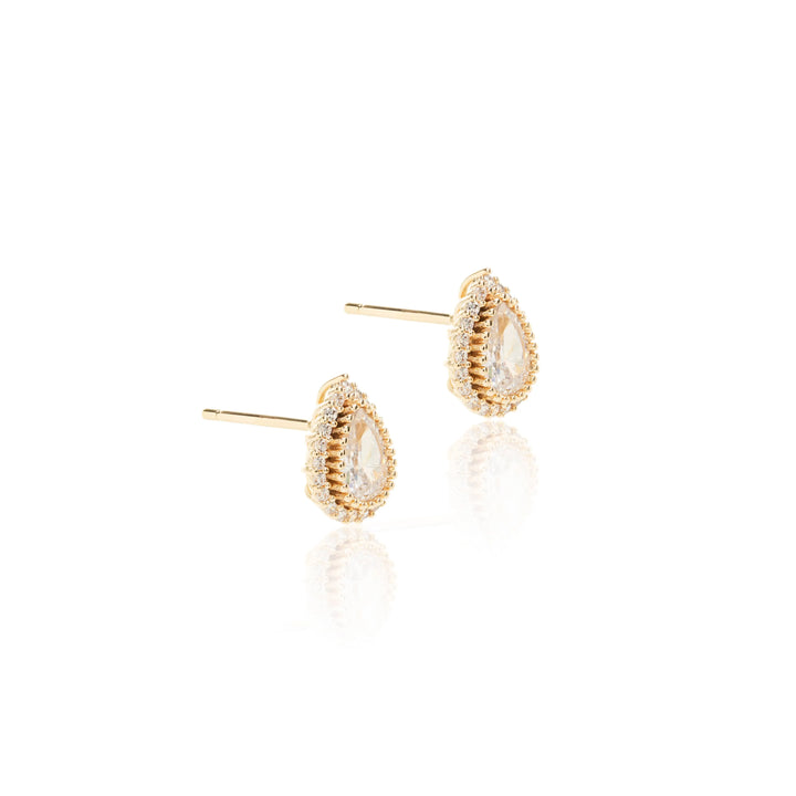 Bright Teardrop Stud Earrings, 18k Gold Plated