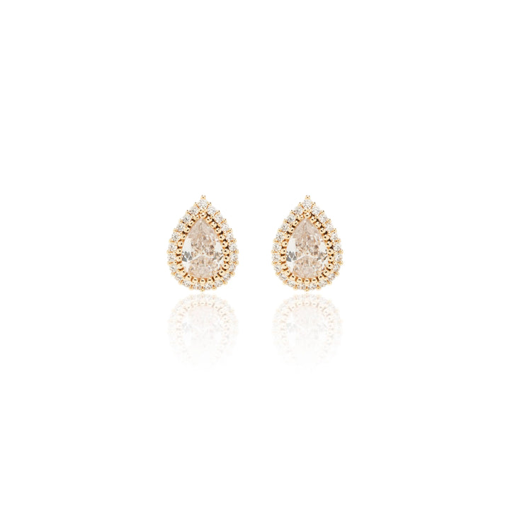 Bright Teardrop Stud Earrings, 18k Gold Plated