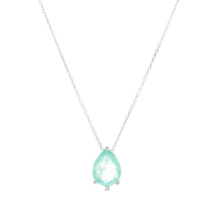 Bright Paraiba Tourmaline Teardrop Pendant Necklace, 925 Sterling Silver