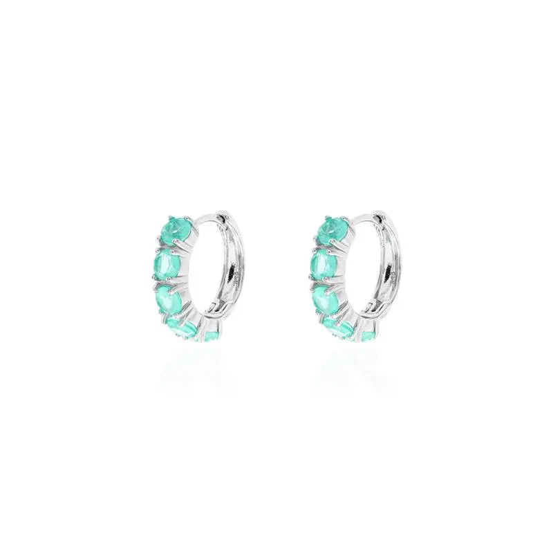 Bright Tourmaline Paraiba Fusion Hoops Earrings 4mm, 925 Sterling Silver