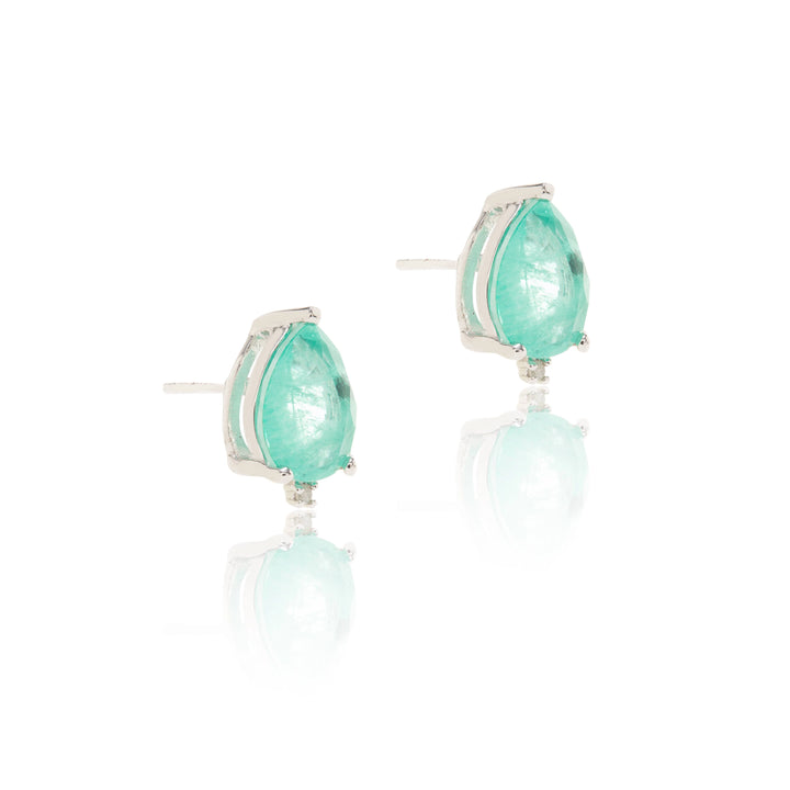 Bright Paraiba Tourmaline Teardrop Earrings, 925 Sterling Silver