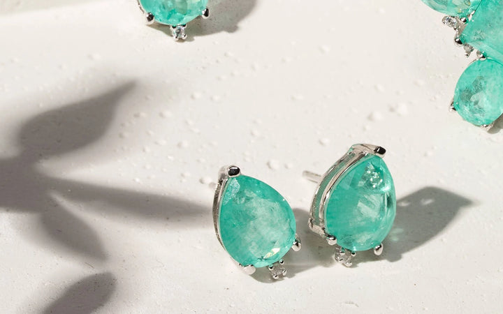 Bright Paraiba Tourmaline Teardrop Earrings, 925 Sterling Silver