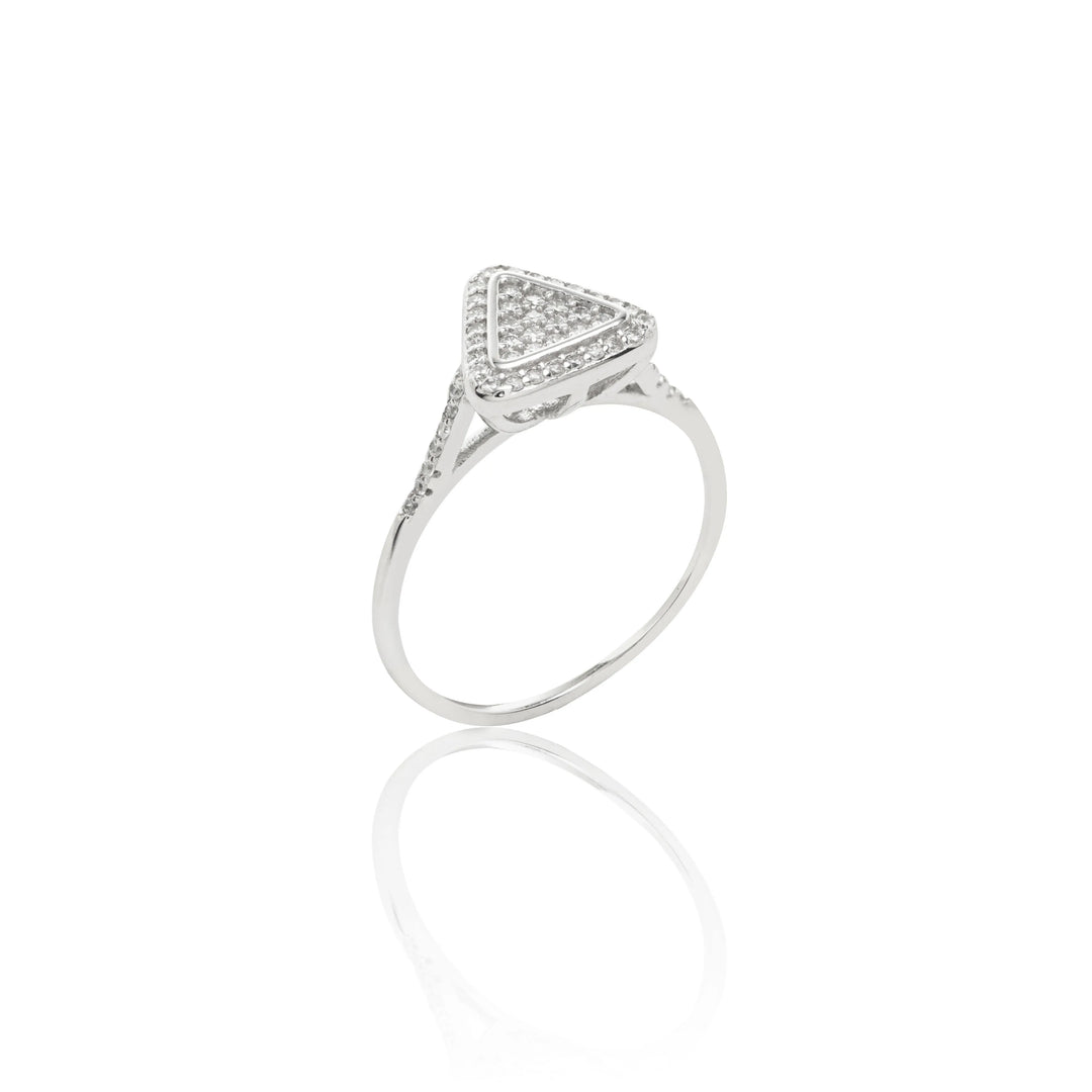 Bright Triangle with white Cubic Zirconia solitaire Ring, 925 Sterling Silver Elladora Store Australia