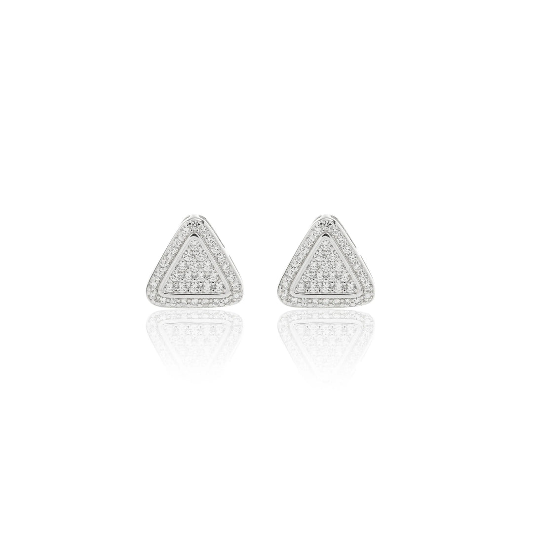 Bright Triangle with white Cubic Zirconia Stud Earrings, 925 Sterling Silver Elladora Store Australia