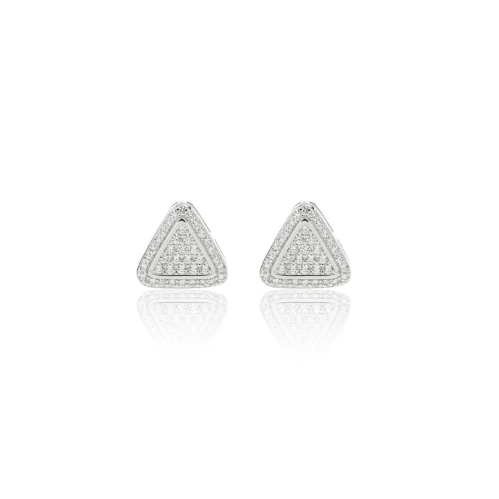 Bright Triangle with white Cubic Zirconia Stud Earrings, 925 Sterling Silver Elladora Store Australia