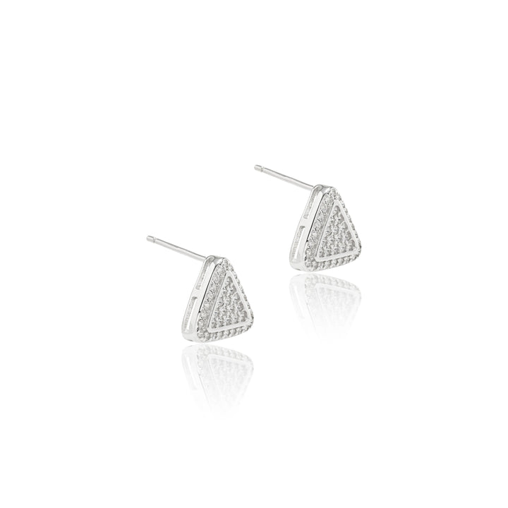 Bright Triangle with white Cubic Zirconia Stud Earrings, 925 Sterling Silver Elladora Store Australia