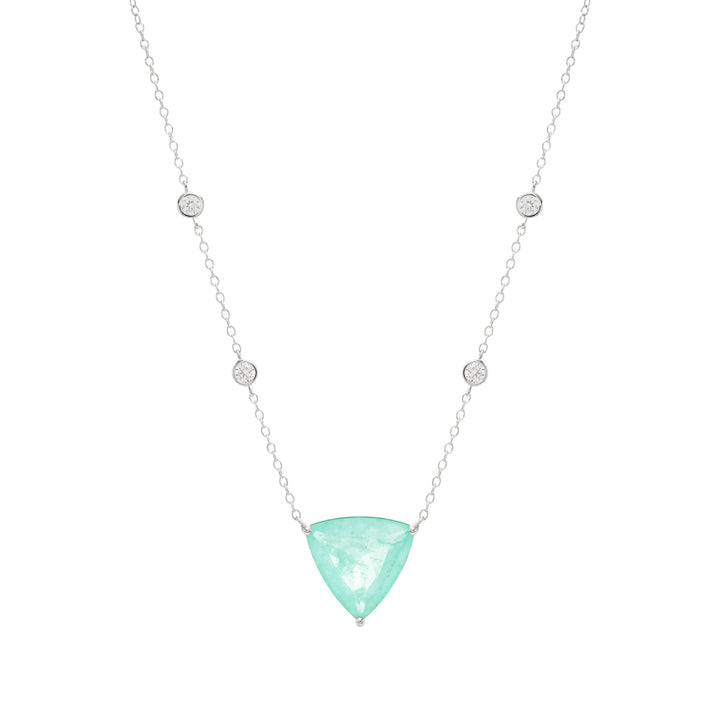 Bright Triangle Paraiba Tourmaline Fusion Necklace, 925 Sterling Silver