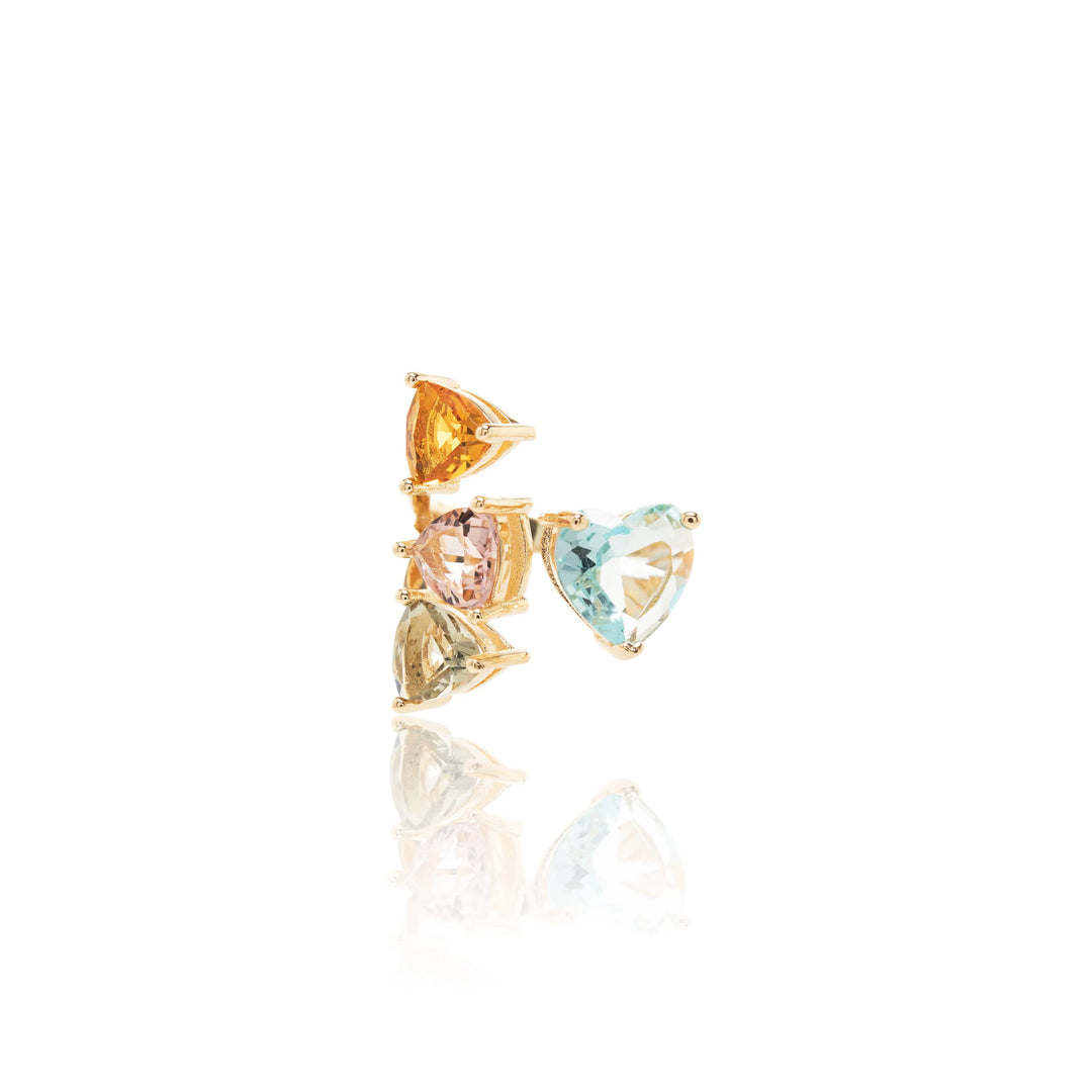 Bright Triangle Peridot Crystal Rings, 18k Gold Filled