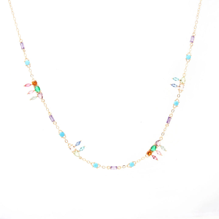 Bright Turquoise & Pink Tourmaline Crystals Necklace 18k gold filled Elladora Store Australia 