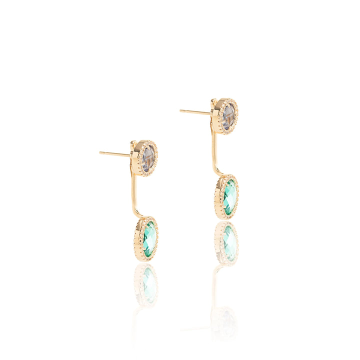 Bright Versatile Oval & Round London Blue Earrings, 18k Gold Filled