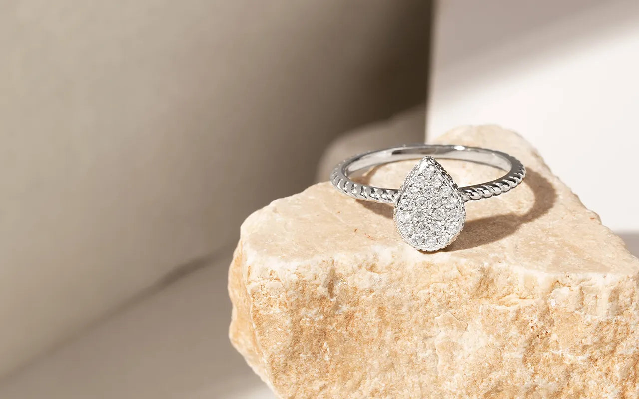 bright drop with white cubic zirconia ring  925 Sterling Silver Elladora Store Australia 
