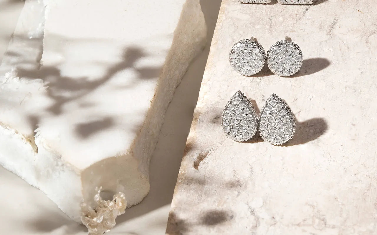 bright drop with white cubic zirconia stud earrings 925 Sterling Silver Elladora Store Australia 