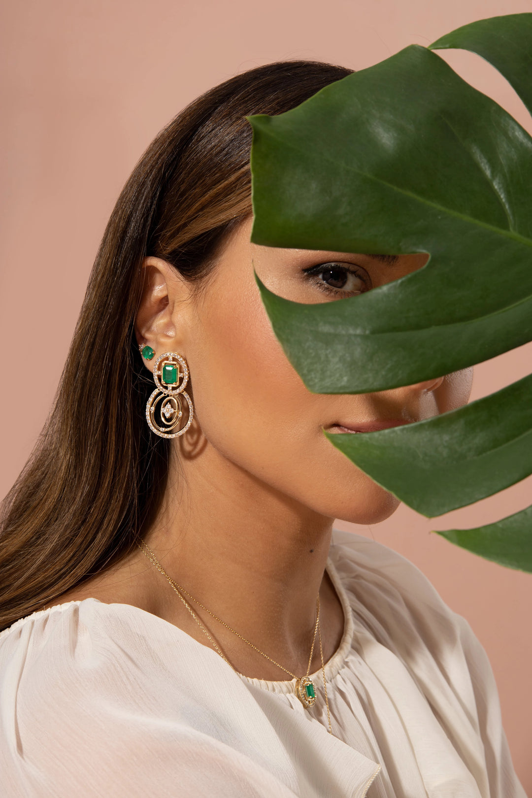 Bright Emerald Crystal Statement Earrings, 18k Gold Filled