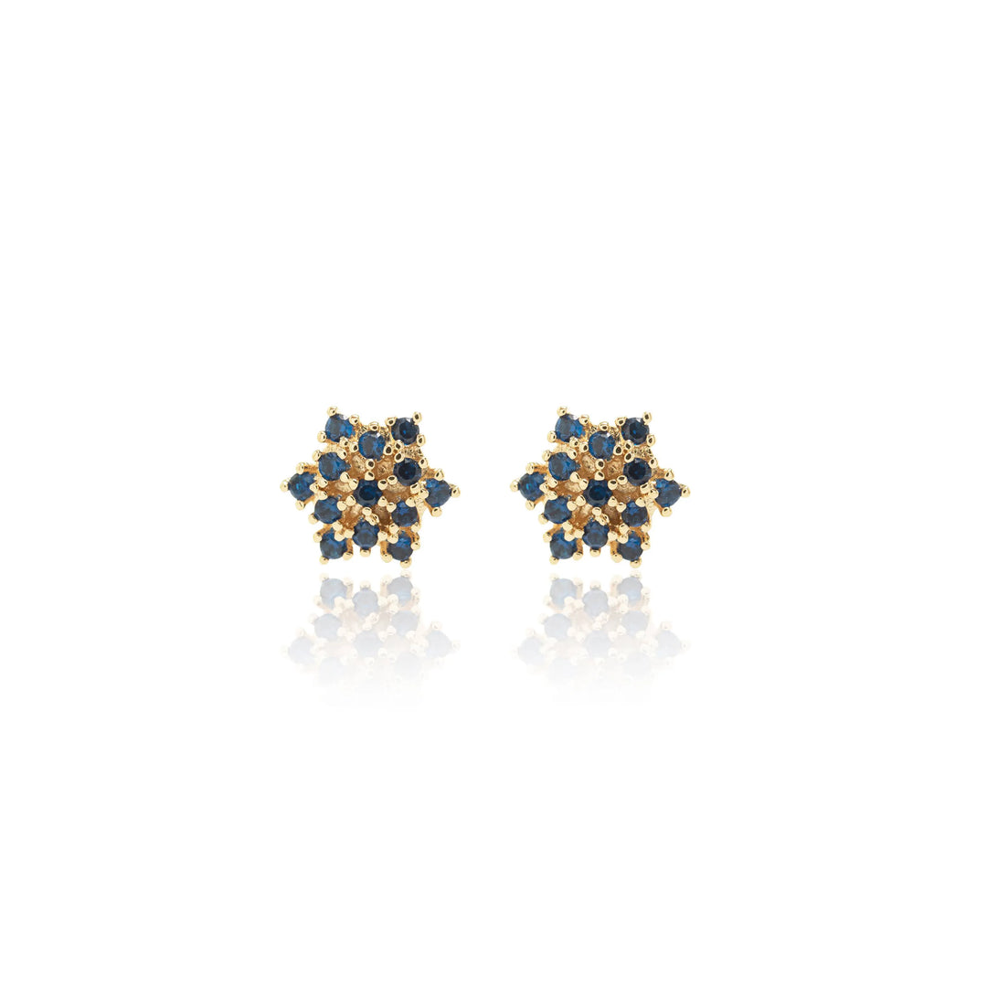 Bright flake dark blue cubic zirconia stud earrings 18k gold filled on copper Elladora Store Australia